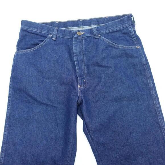 Wrangler Jeans Men's 36 X 32 Navy Blue Dark Wash Denim Regular Fit Straight Leg - Picture 3 of 9